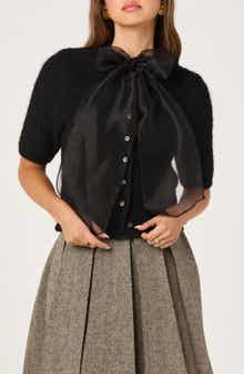 ASTR the Label Organza Bow Mixed Media Sweater