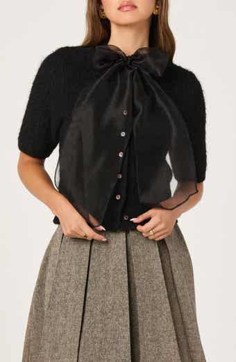 ASTR the Label Organza Bow Mixed Media Sweater