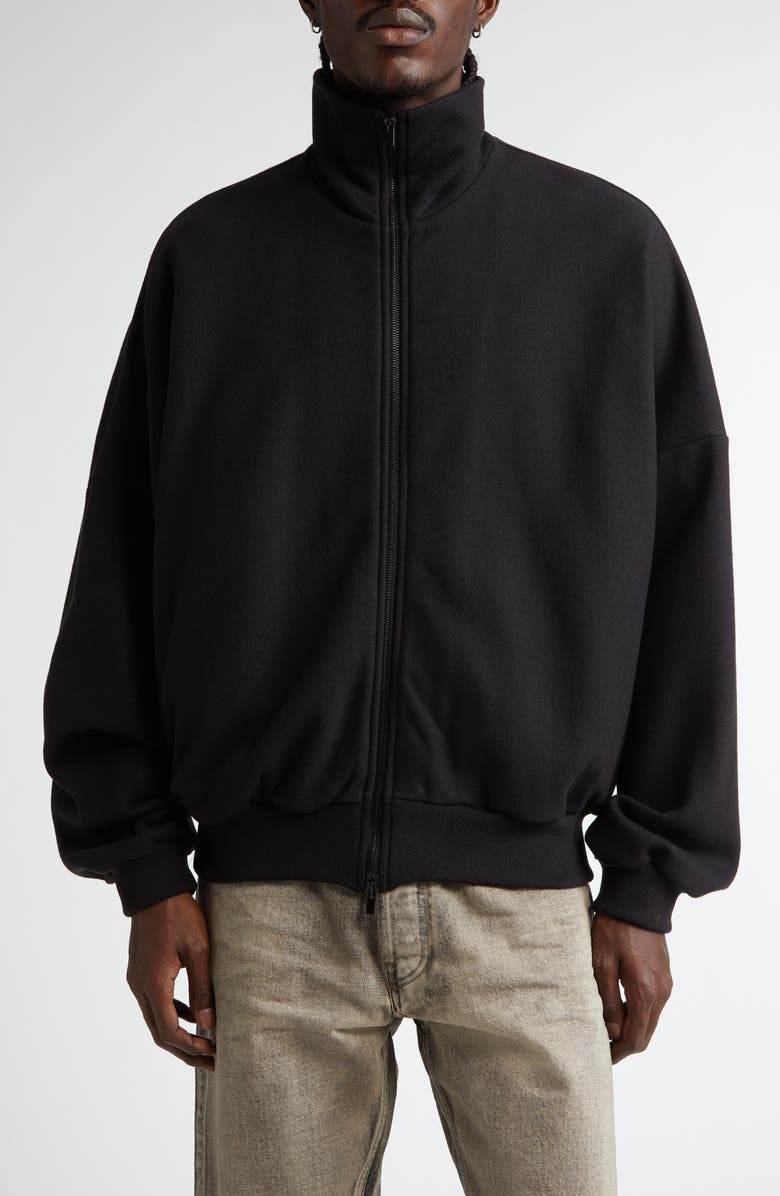 Fear of God High Neck Cotton & Wool Jacket, Main, color, Black