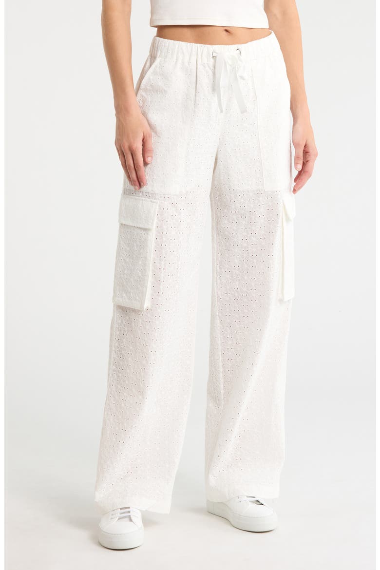 Free Trim Eyelet Cargo Pants, Main, color, BLEACHED WHITE