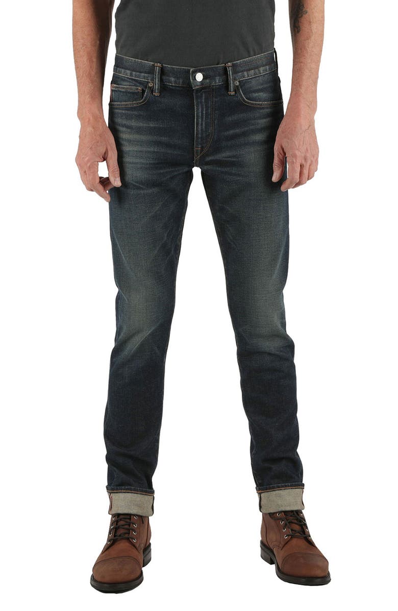 HIROSHI KATO The Scissors Slim Tapered 14-Ounce Stretch Selvedge Jeans, Main, color,