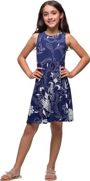 24sevenKid Navy Blue Floral Fit and Flare Dress
