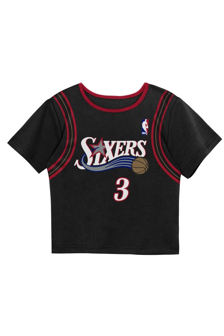 Toddler Mitchell & Ness Allen Iverson Black Philadelphia 76ers 2-Piece Play by Place T-Shirt & Shorts Set, Alternate, color, Black