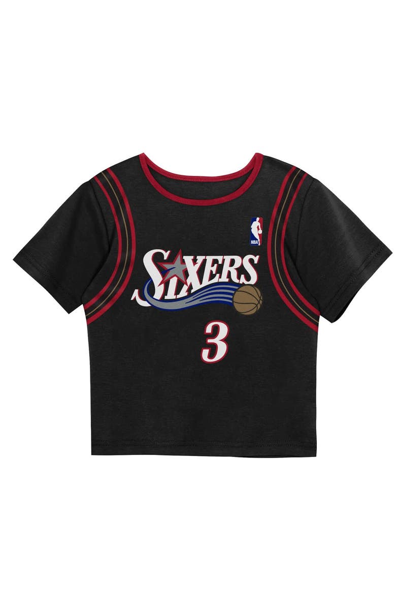 Mitchell & Ness Toddler Mitchell & Ness Allen Iverson Black Philadelphia 76ers 2-Piece Play by Place T-Shirt & Shorts Set, Alternate, color, Black