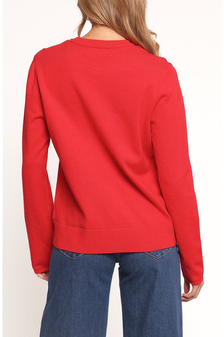 Abner Crewneck Cardigan, Alternate, color, RED