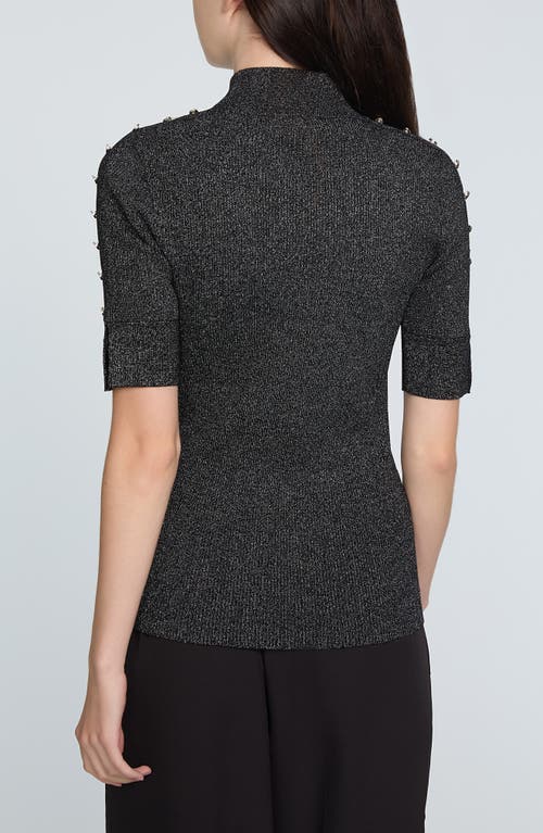 ELIE TAHARI ELIE TAHARI THE SAMANTHA METALLIC SNAP ACCENT MOCK NECK SWEATER