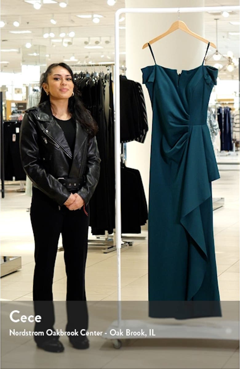 Off the Shoulder Scuba Crepe Gown, sales video thumbnail