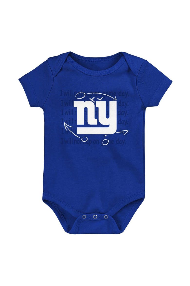 Newborn & Infant Royal/Red/Heather Gray New York Giants Three-Pack Eat, Sleep & Drool Retro Bodysuit Set, Alternate, color, Royal