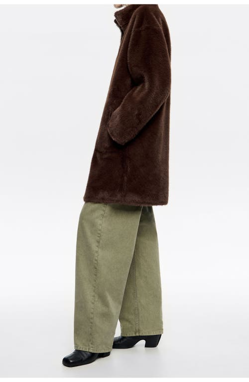 Bimba Y Lola Oversize Reversible Fur Coat In Brown