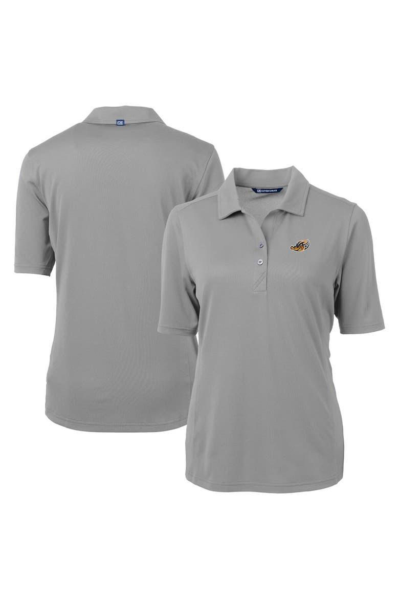 Women's Cutter & Buck Gray Akron RubberDucks Virtue DryTec Eco Pique Recycled Polo, Main, color, Gray