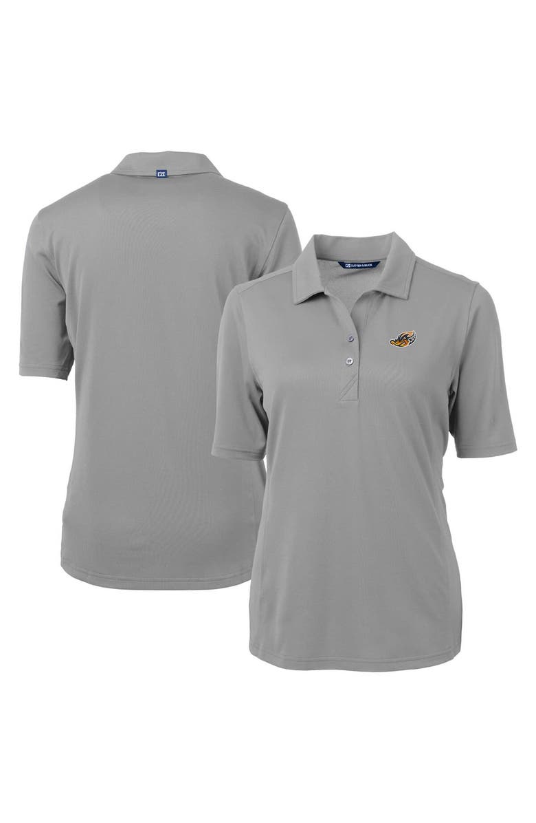 Cutter & Buck Women's Cutter & Buck Gray Akron RubberDucks Virtue DryTec Eco Pique Recycled Polo, Main, color,
