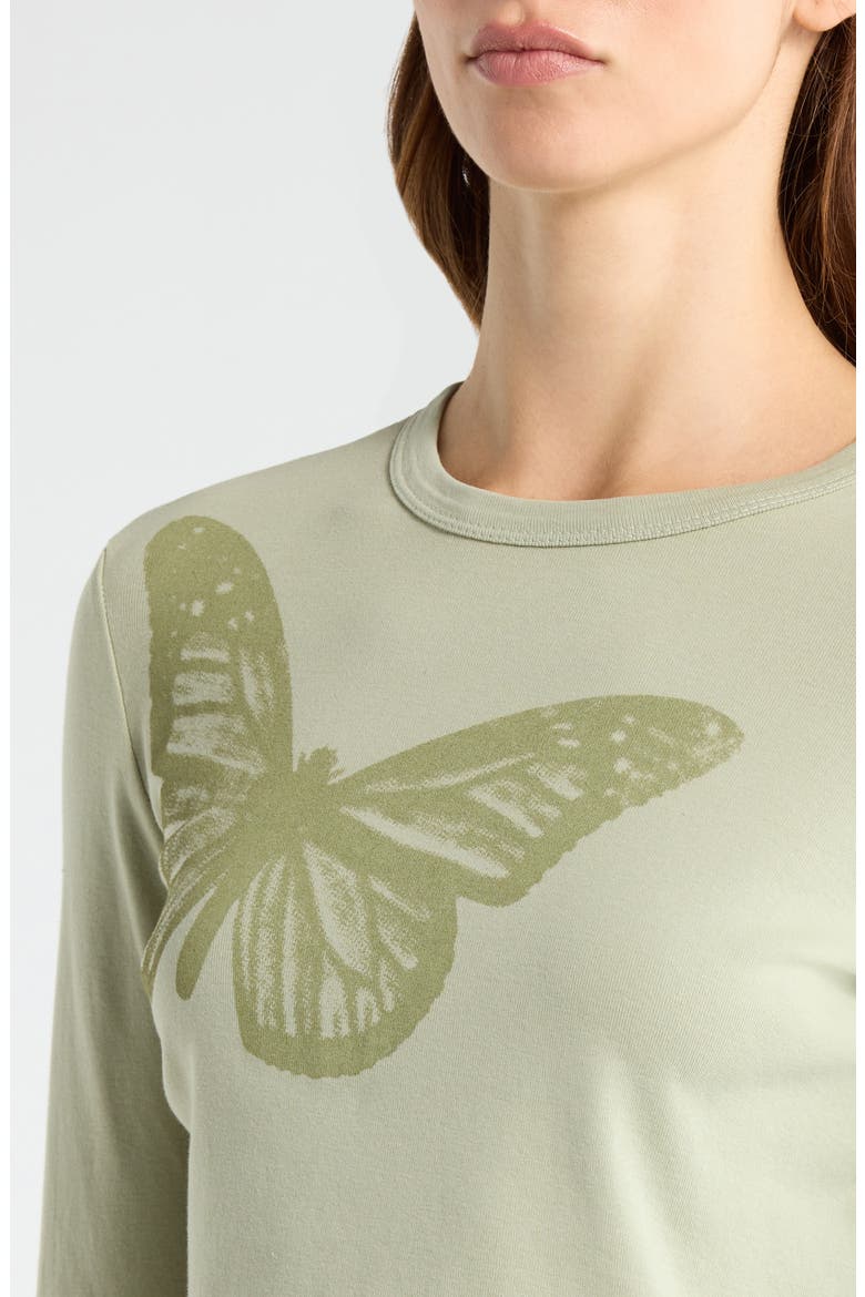 Butterfly Long Sleeve Cotton Graphic T-Shirt, Alternate, color, GREEN