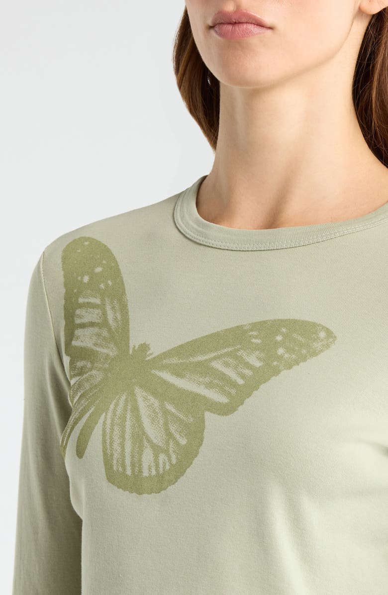 PacSun Butterfly Long Sleeve Cotton Graphic T-Shirt, Alternate, color, Green