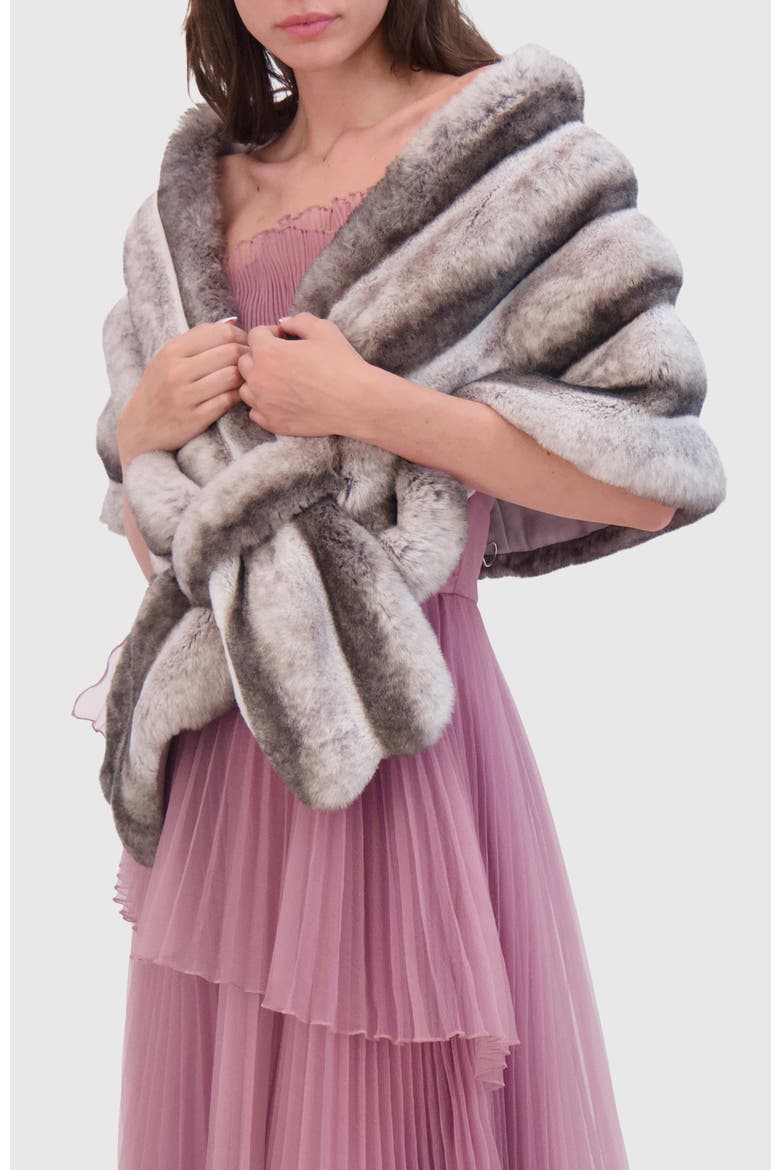 Fur-Free Chinchilla (Faux Fur) Horizontal Stole, Alternate, color, GRAY CHINCH