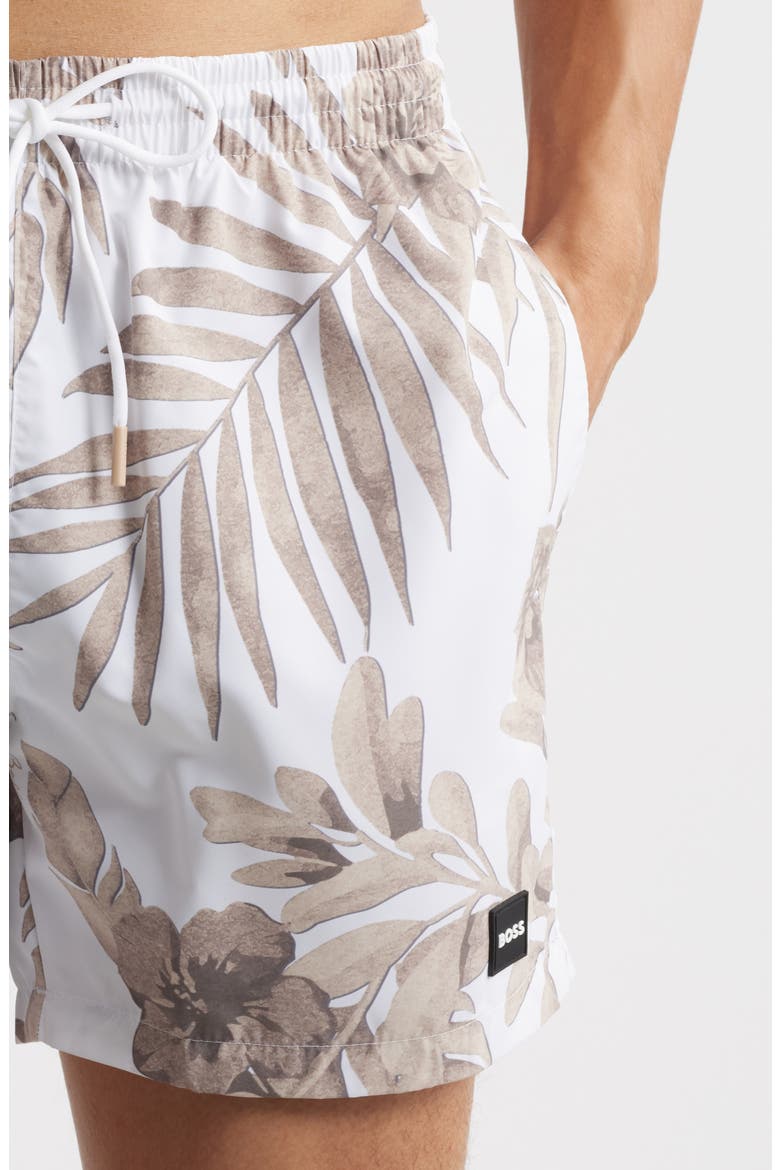 Piranha Floral Swim Trunks, Alternate, color, NTURAL