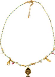 Gemini Jewelry Nautical Charm Faux Pearl Station Necklace