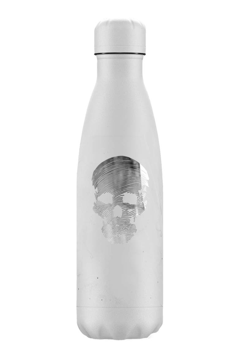 Whte Skull Water Bottle, Main, color, White