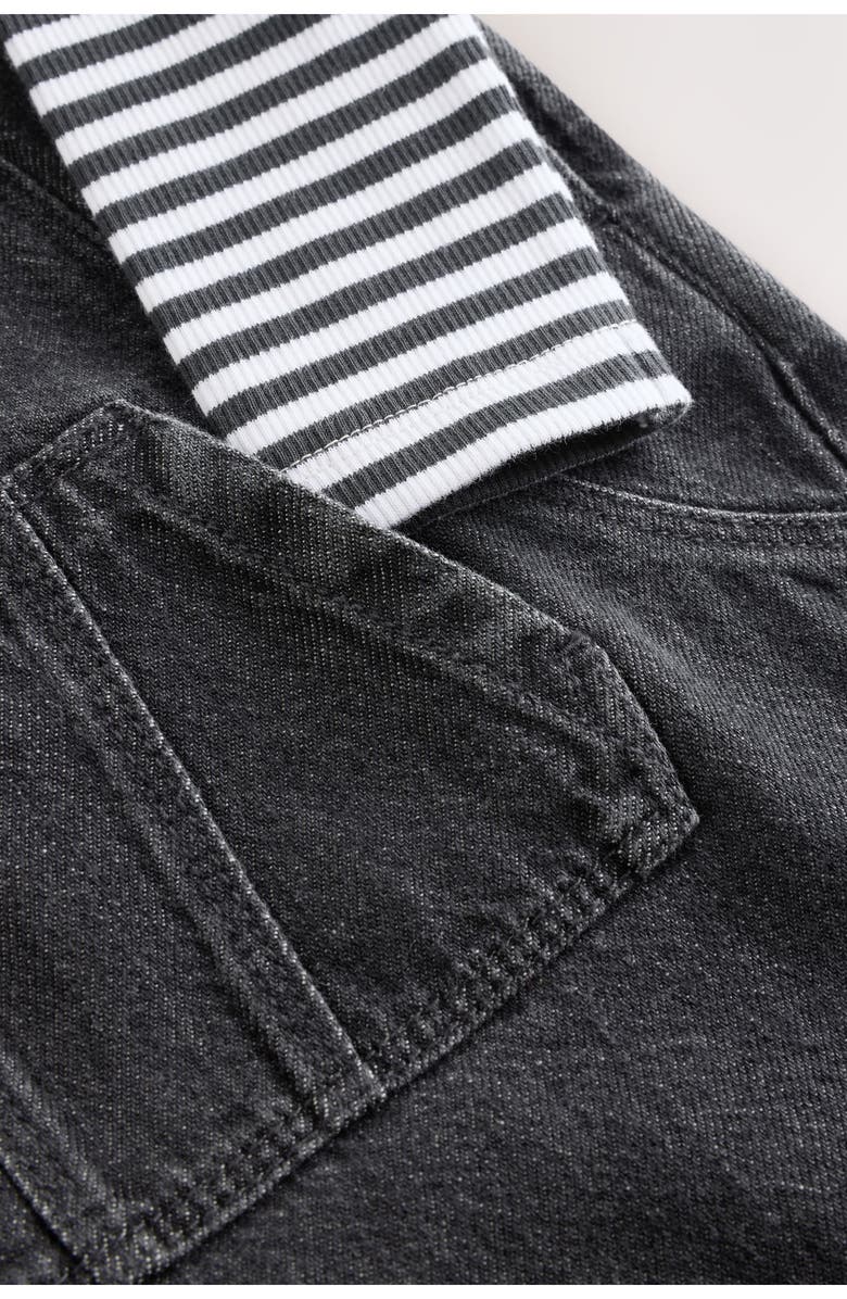 NEXT Stripe Long Sleeve T-Shirt & Denim Overalls Set, Alternate, color, Black