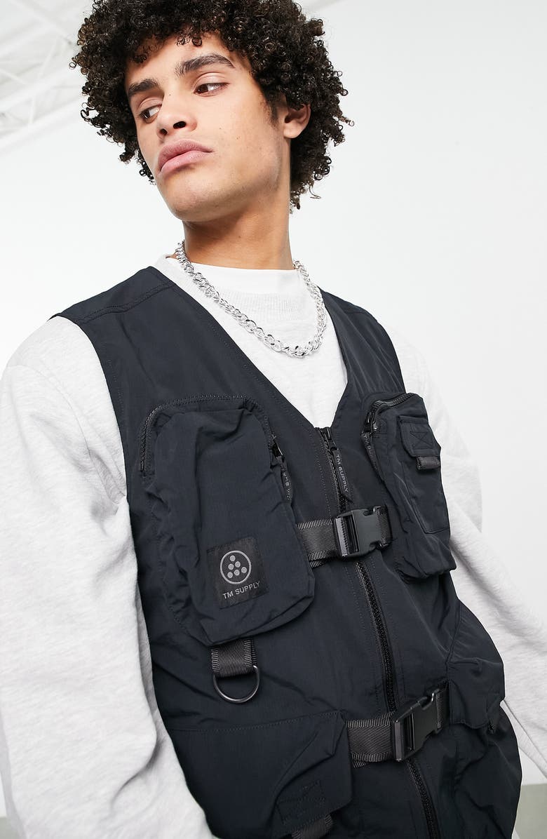 Topman Men's Nylon Utility Vest, Alternate, color,