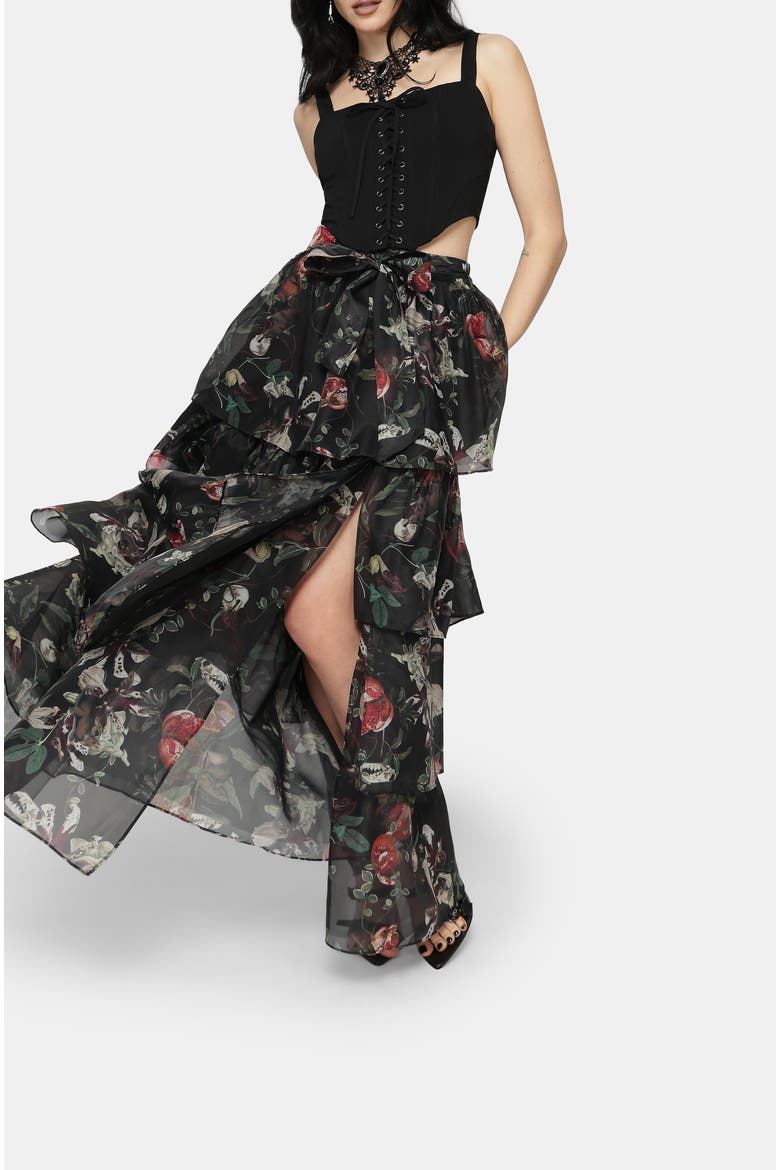 Anara Tiered Skirt, Alternate, color, Black