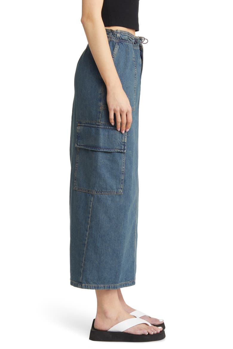 Parachute Denim Cargo Midi Skirt, Alternate, color, MEDIUM BLUE