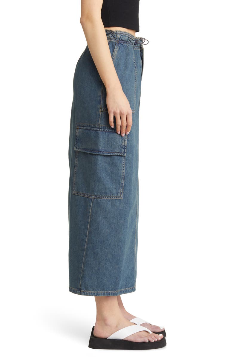ASOS DESIGN Parachute Denim Cargo Midi Skirt, Alternate, color,