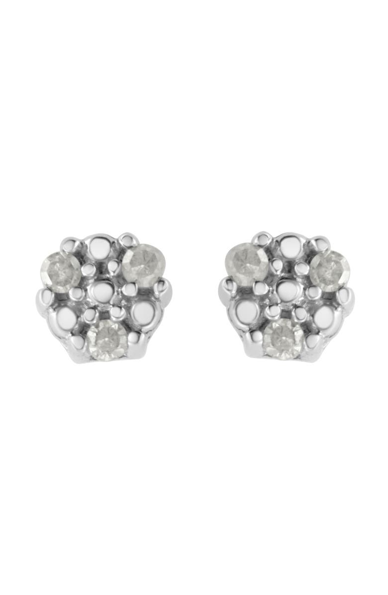 Haus of Brilliance Silver 1/10 Ct Prong RoundTrio Diamond Stud Earrings, Main, color, White