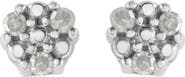 Haus of Brilliance Silver 1/10 Ct Prong RoundTrio Diamond Stud Earrings