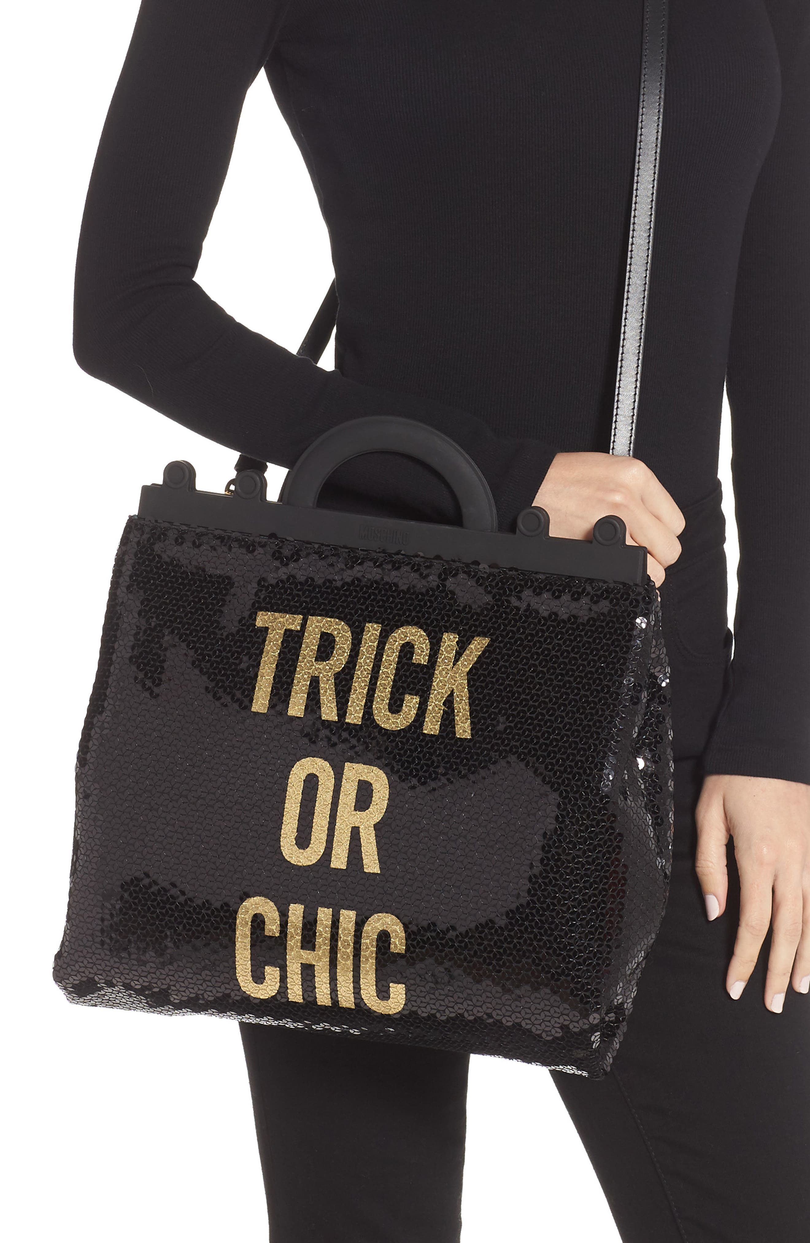 Moschino Trick or Chic Sequin Shoulder Bag, Alternate, color, 
