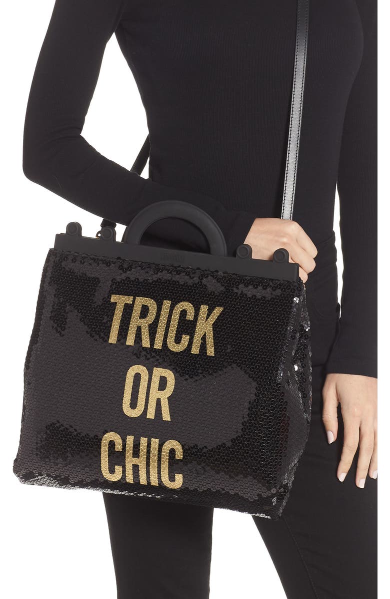 Moschino Trick or Chic Sequin Shoulder Bag, Alternate, color,