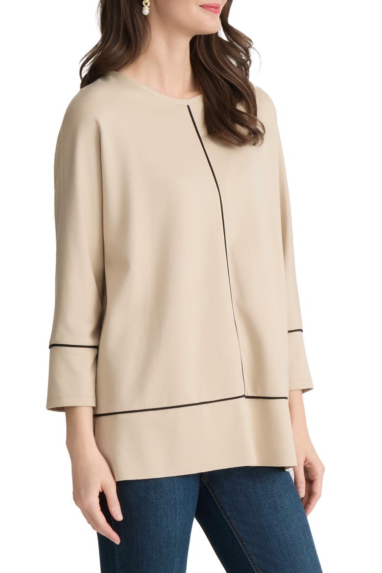 Piped Dolman Sleeve Tunic, Alternate, color, JONES KHAKI / JONES BLACK