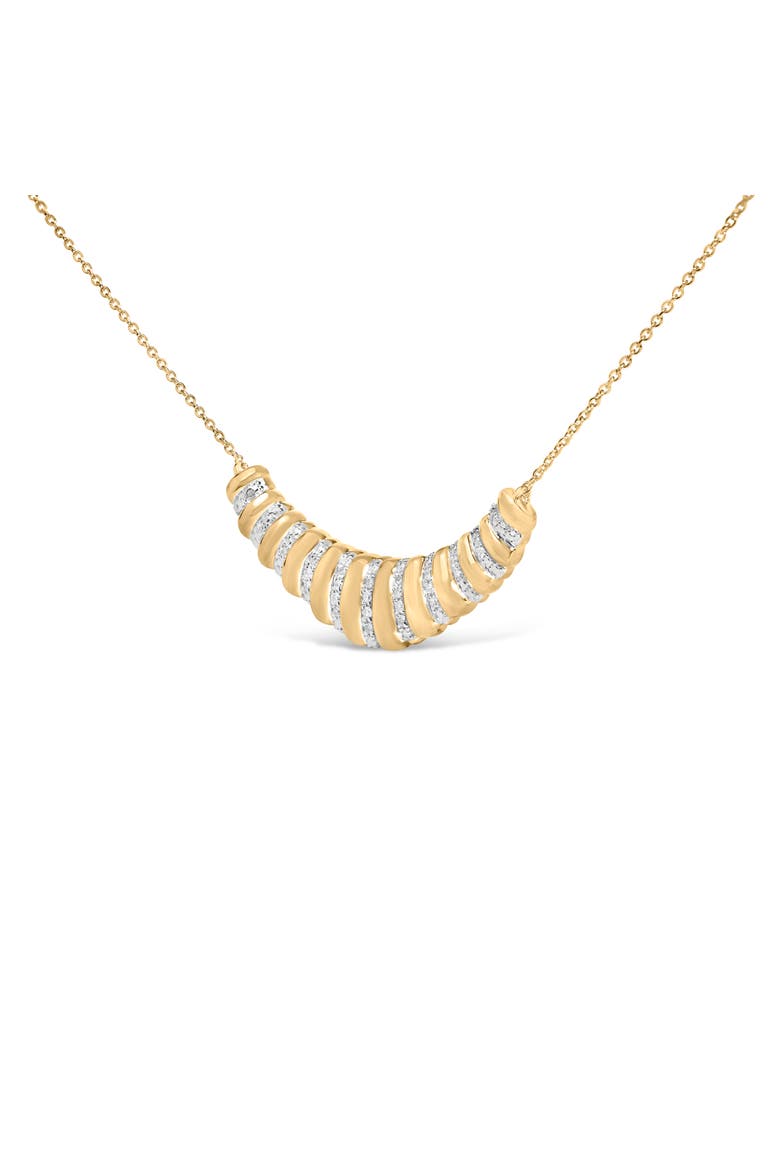 Gold Vermeil 1/10 Cttw Diamond Bold Ribbed Pendant Necklace, Alternate, color, Silver