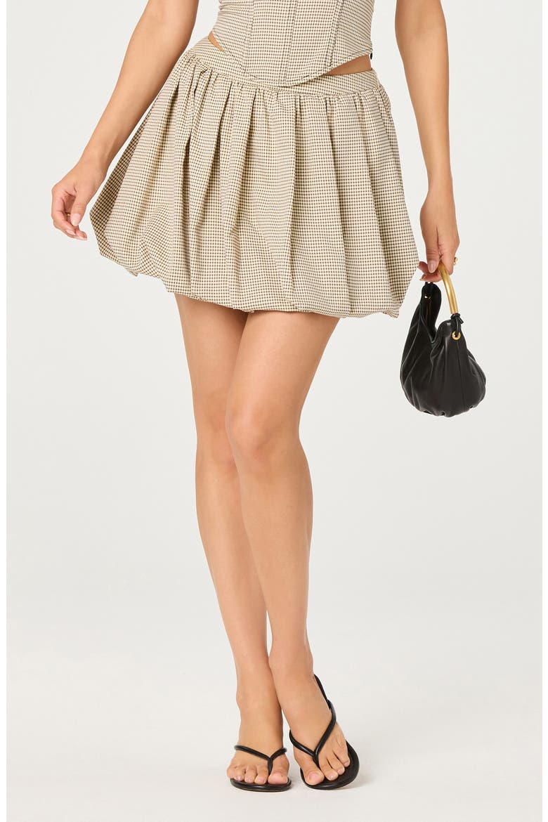 Libi Plaid Bubble Hem Miniskirt, Alternate, color, BLACK TAN PLAID