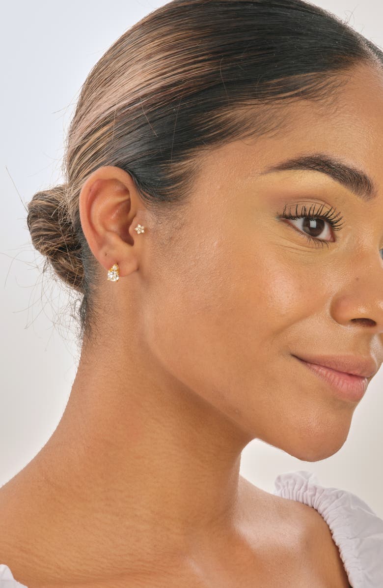 Sterling Forever 14K Gold Plated Sterling Silver Birthstone Stud Earrings - April, Alternate, color, 