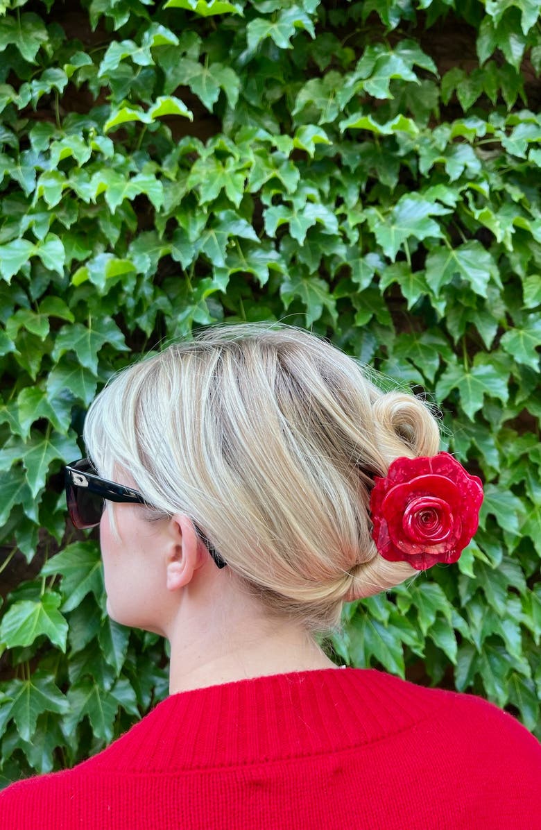 Solar Eclipse Origami Rose Claw Clip, Alternate, color, Red