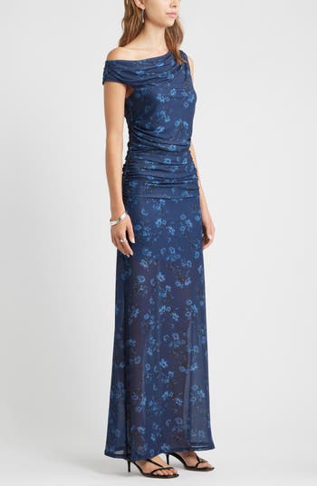 One-Shoulder Mesh Maxi Dress