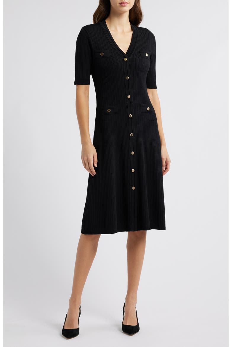 Rib Dress, Main, color, ANNE BLACK
