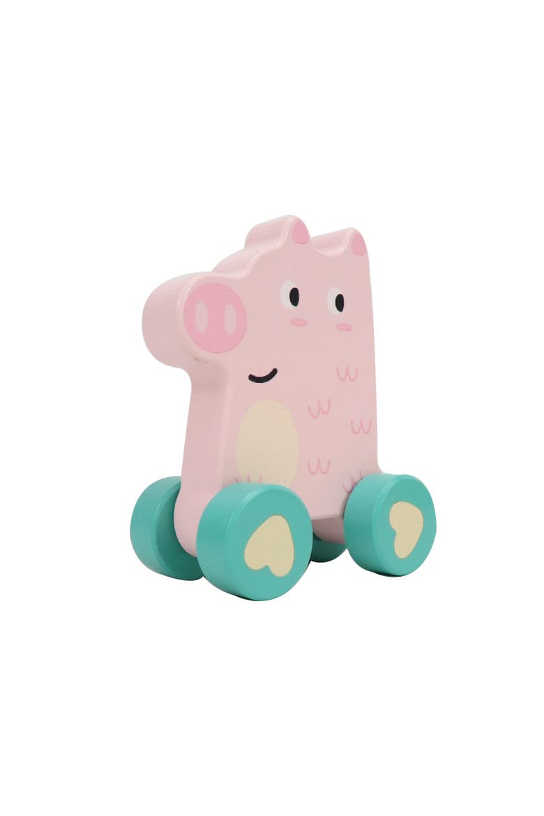 Wooden Pink Pig Vehicle Toy, Main, color, Pink