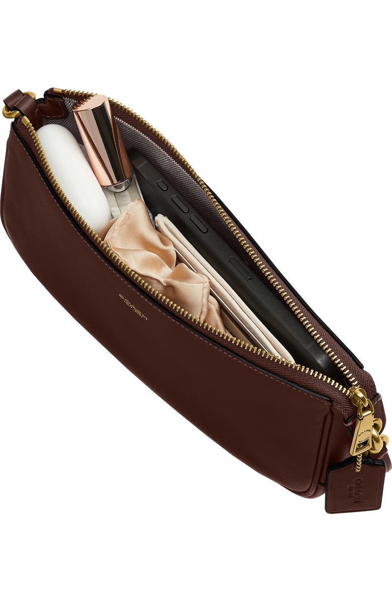 COACH Plaza Natural Grain Leather Shoulder Bag, Alternate, color, Maple