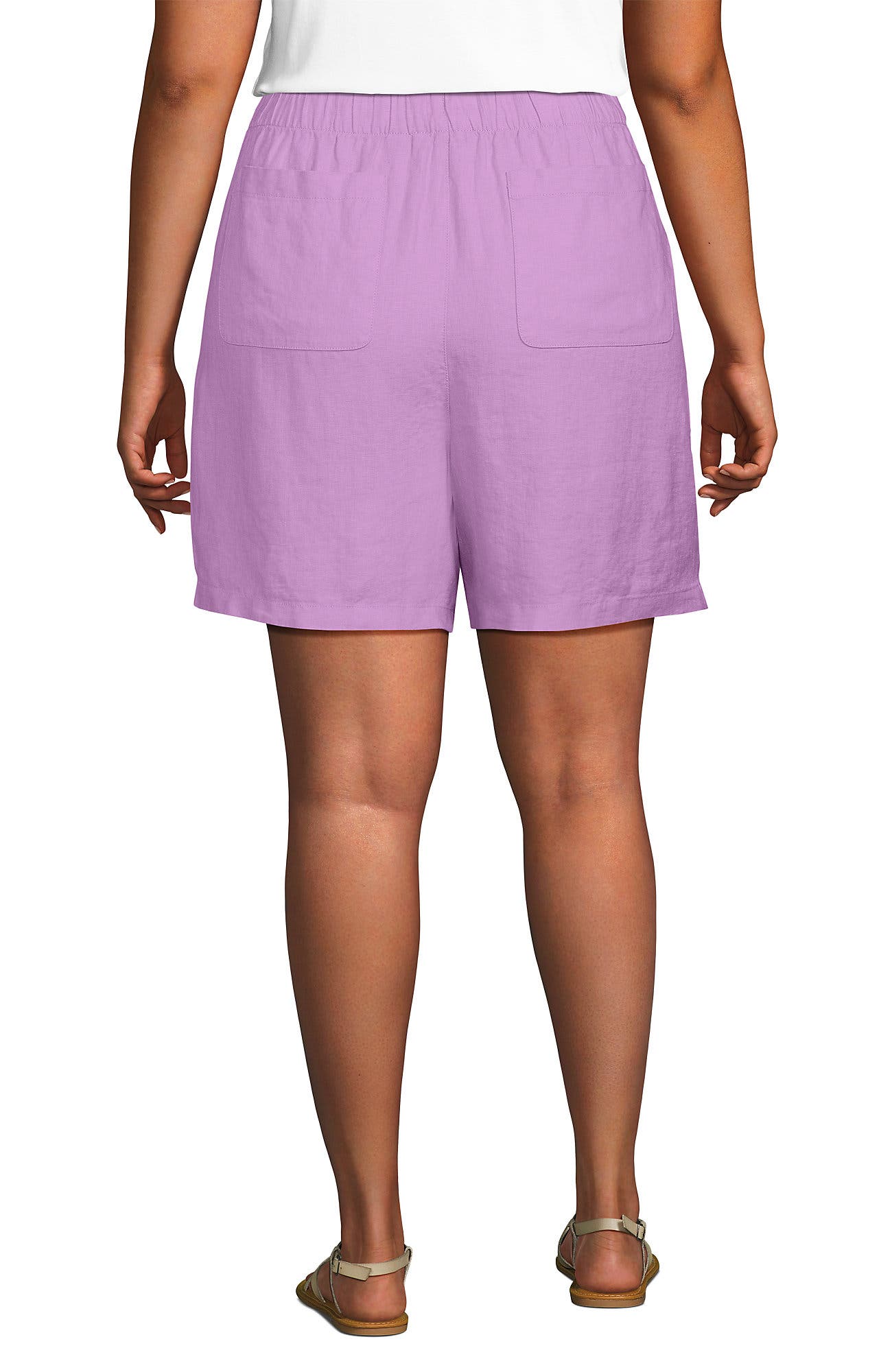 Plus Size Linen High Rise Pull On 7" Shorts - image 2