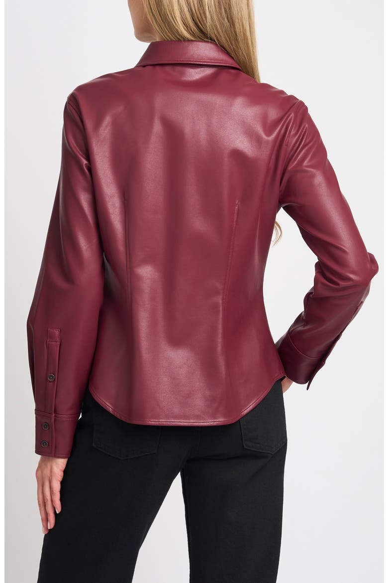 Faux Leather Fitted Shirt, Alternate, color, WINTERBERRY