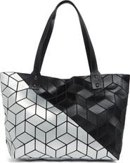 PATRIZIA LUCA Diagonal Two-Tone Geometric Tote Bag