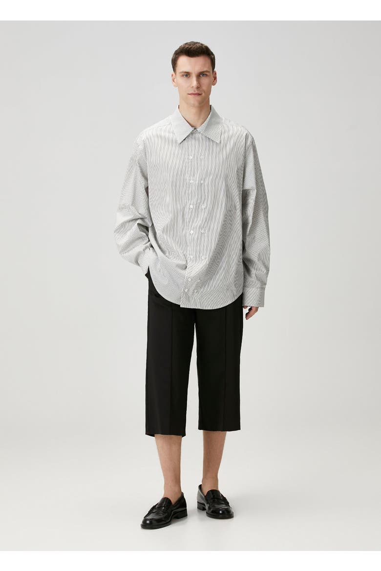 Cotton Blend Striped Woven Shirt, Alternate, color, grey