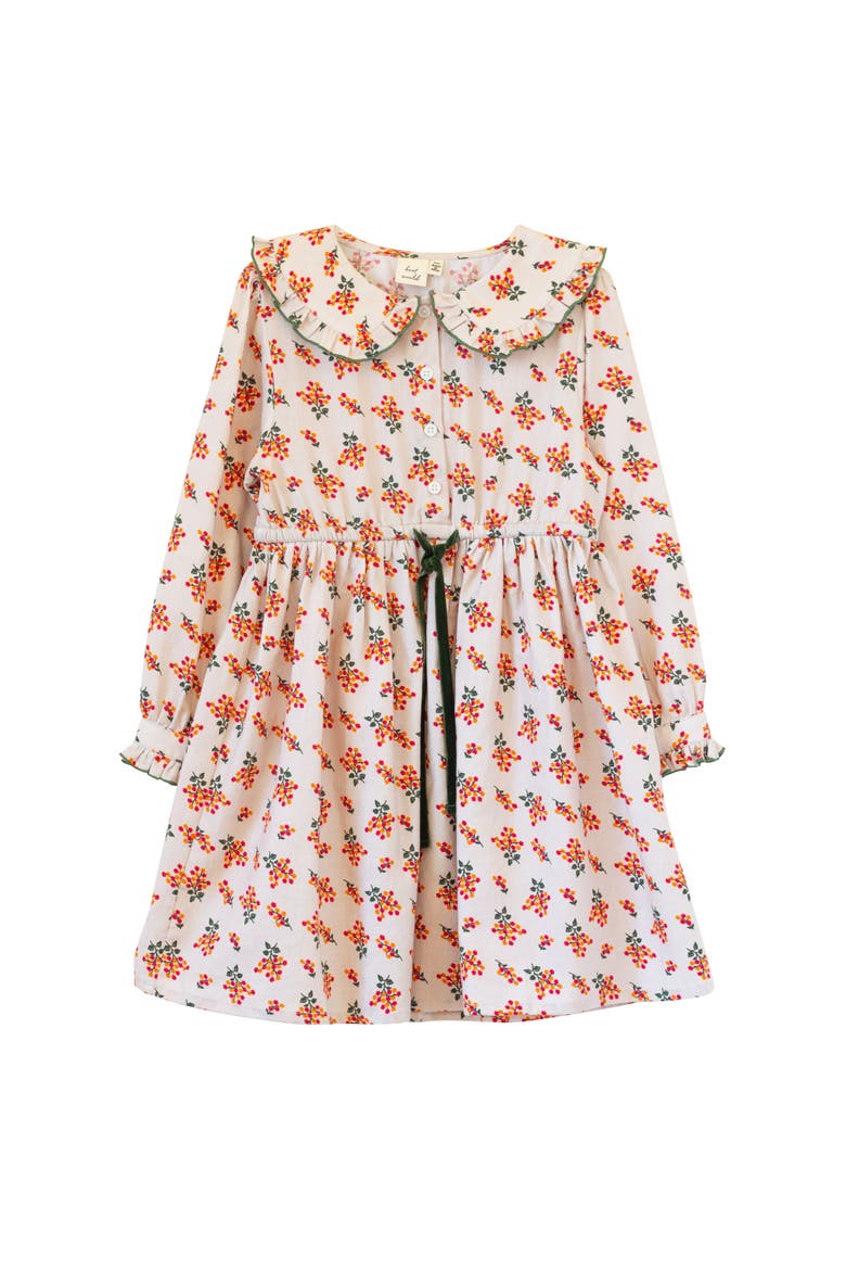 Little Kid Adelaide Velvet Tie Dress, Main, color, Autumn Floral