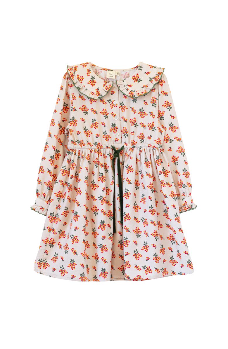 Beet World Little Kid Adelaide Velvet Tie Dress, Main, color, Autumn Floral