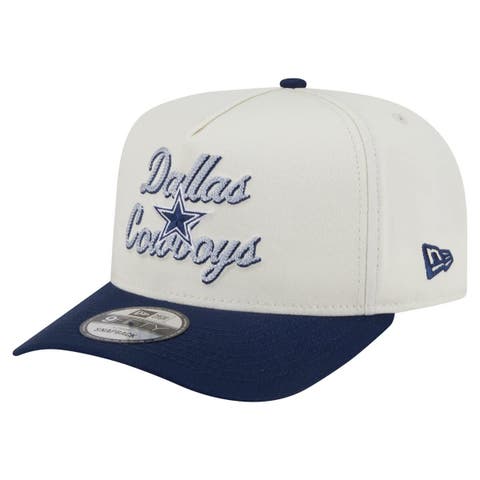 Men's New Era Cream/Navy Dallas Cowboys Chainstitch A-Frame 9FIFTY Adjustable Hat