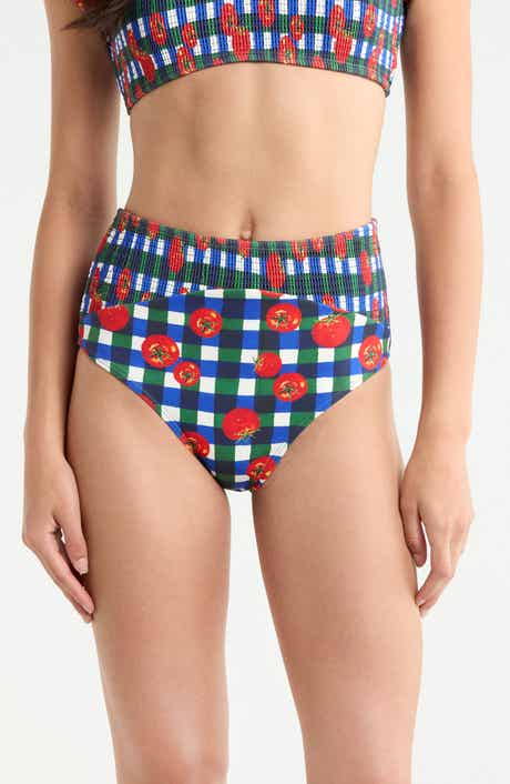Smocked High Waist Bikini Bottoms