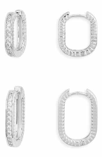 NORDSTROM RACK Cubic Zirconia Pavè Ridged Oval Hoop Earrings