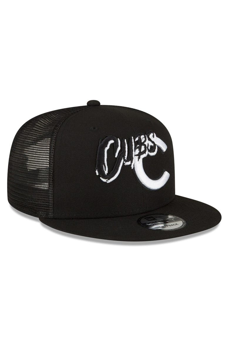 Men's New Era Black Chicago Cubs Street Trucker 9FIFTY Snapback Hat, Alternate, color, Black