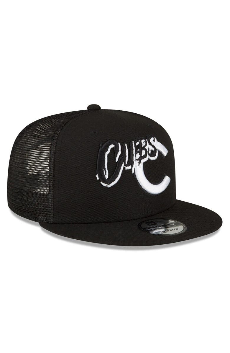 New Era Men's New Era Black Chicago Cubs Street Trucker 9FIFTY Snapback Hat, Alternate, color, 